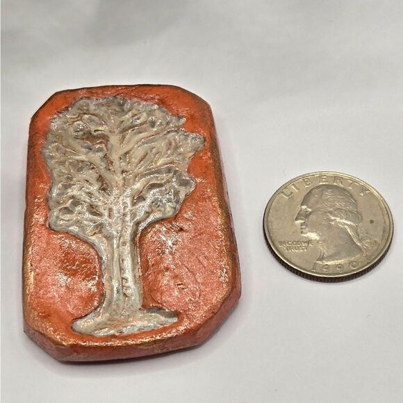 "5/$25" Artisan Crafted Clay Pottery Terecotta Organic Tree Fridge Magnet - Picture 2 of 5